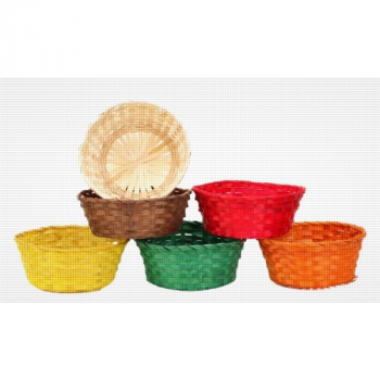 1958O Bambusschale rund, orange, 24 x 9 cm