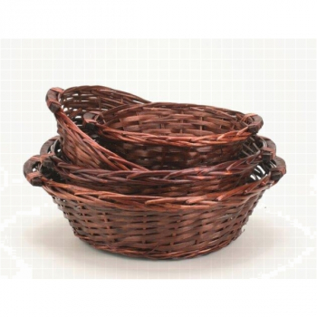25442 Korbschale rund, dunkel, 35 x 10 cm