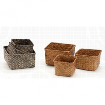 2979 Palmblattschalenset 3-teilig quadratisch, braun od. honig, 10 - 14 cm