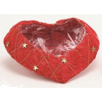 40961 Weihnachtschale Herzform, roter Sisal, Durchm.: 15 cm, 8 cm offen