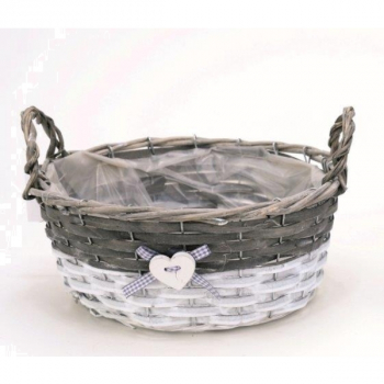 48413 Korbschale rund, grau-weiss, 30 x 13 cm