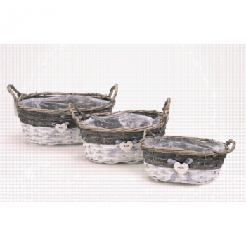 48422 Korbschale oval, grau-weiss, 26 x 15 x 10 cm