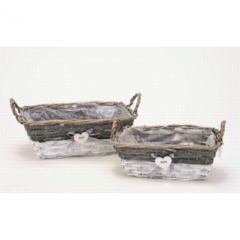 48433 Korbschale rechte., grau-weiss, 32 x 21 x 12 cm