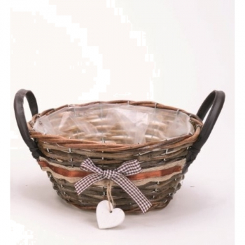 48482 Korbschale braun, rund, 25 x11 cm