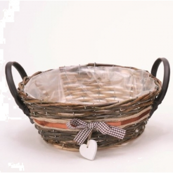 48483 Korbschale braun, rund, 30 x12 cm