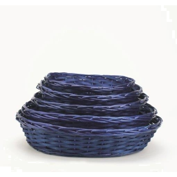 25401B Holzspanschale blau, 32 x 24 x 8 cm