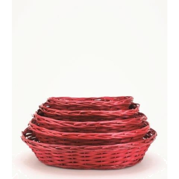 25401R Holzspanschale rot, 32 x 24 x 8 cm