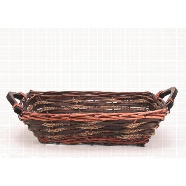 2599 Korbschale rechte., dunkel m. Schnur, 39 x 28 x 12 cm