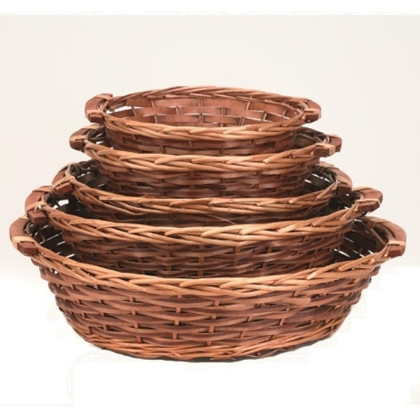 28661 Korbschale rund, hell/dk., 30 x 10 cm